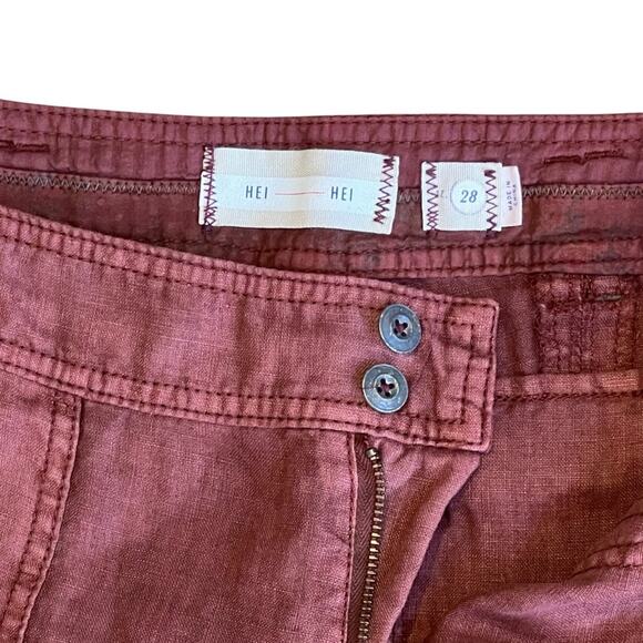 Anthropologie Hei Hei Women’s Sz 28 Embroidered Crochet Linen Pants Marlena - Picture 7 of 16